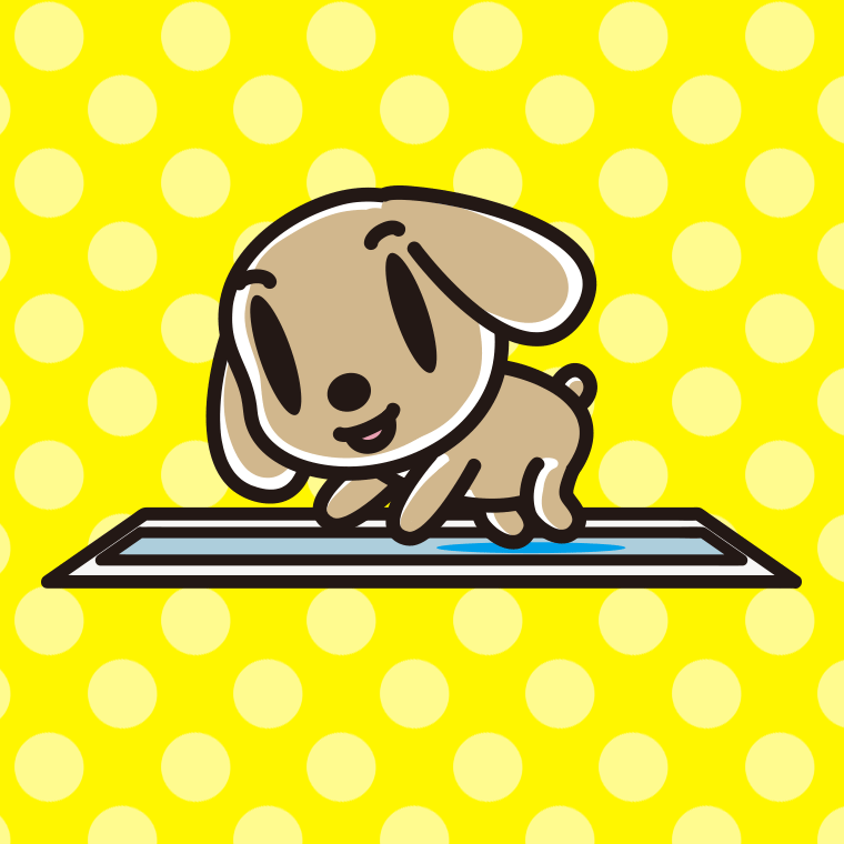 トイレするトイプーちゃん（犬）のイラスト【色、背景あり】PNG