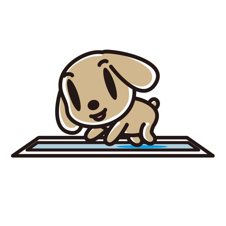 トイレするトイプーちゃん（犬）のイラスト【色あり、背景なし】透過PNG