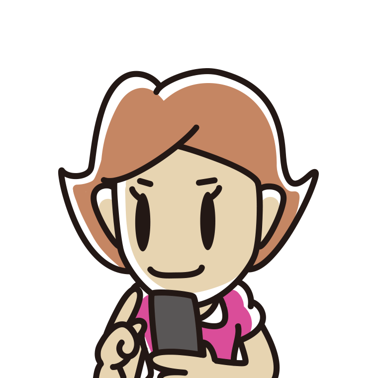 スマホを使う女性のイラスト【色あり、背景なし】透過PNG