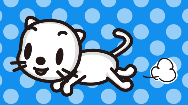 走るネコちゃんのイラスト【色、背景あり】PNG