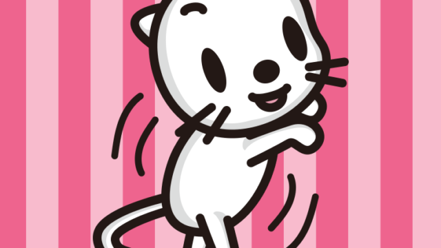 立つネコちゃんのイラスト【色、背景あり】PNG