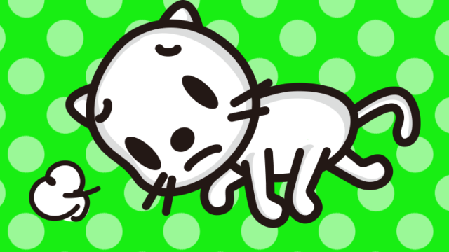 悲しそうなネコちゃんのイラスト【色、背景あり】PNG