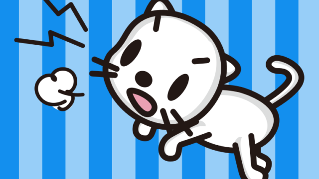 鳴いて怒るネコちゃんのイラスト【色、背景あり】PNG