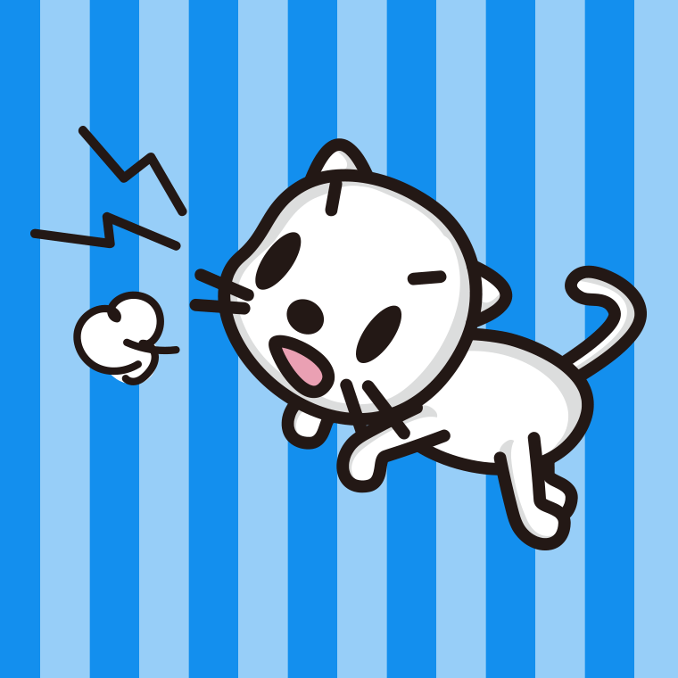 鳴いて怒るネコちゃんのイラスト【色、背景あり】PNG