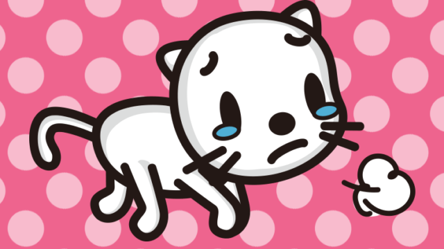 泣くネコちゃんのイラスト【色、背景あり】PNG