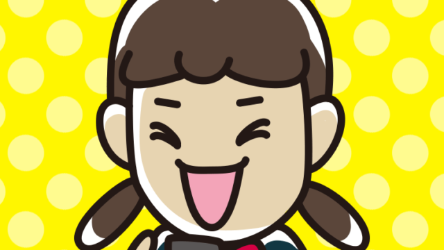 スマホを見て笑う女子中学生のイラスト【色、背景あり】PNG