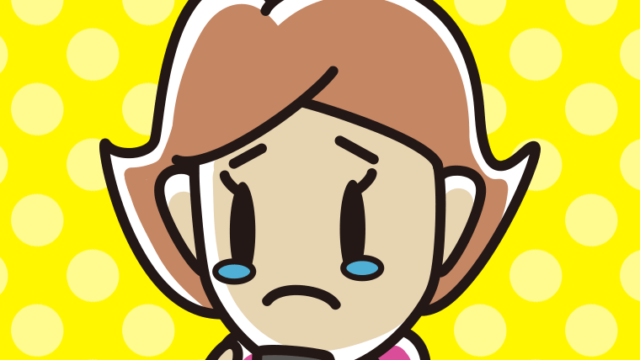 スマホを見て泣く女性のイラスト【色、背景あり】PNG