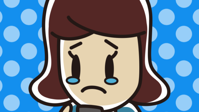 スマホを見て泣く女子高校生のイラスト【色、背景あり】PNG