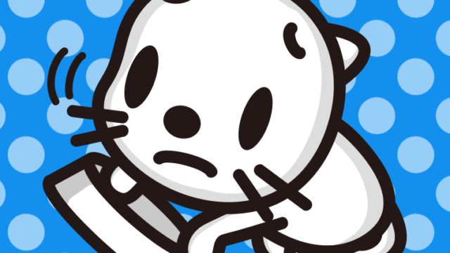 ごはんをもっと食べたいネコちゃんのイラスト【色、背景あり】PNG