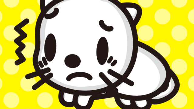 具合が悪いネコちゃんのイラスト【色、背景あり】PNG