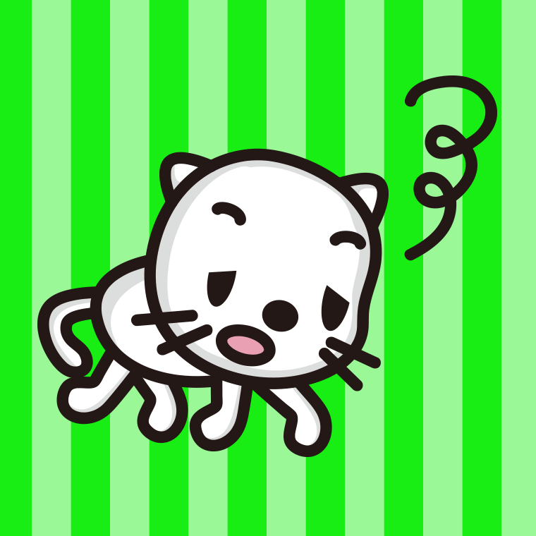 眠そうなネコちゃんのイラスト【色、背景あり】PNG