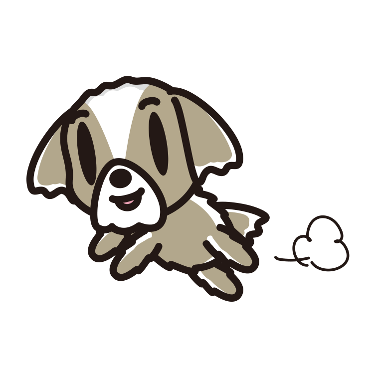 走るシーズーちゃん（犬）のイラスト【色あり、背景なし】透過PNG