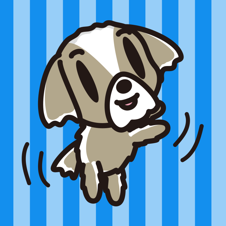 立つシーズーちゃん（犬）のイラスト【色、背景あり】PNG