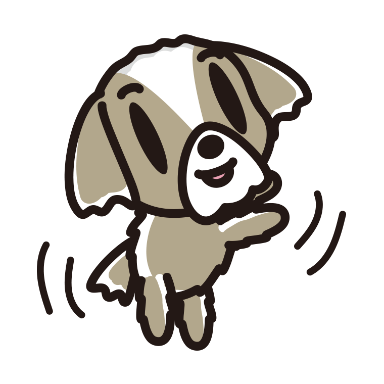 立つシーズーちゃん（犬）のイラスト【色あり、背景なし】透過PNG