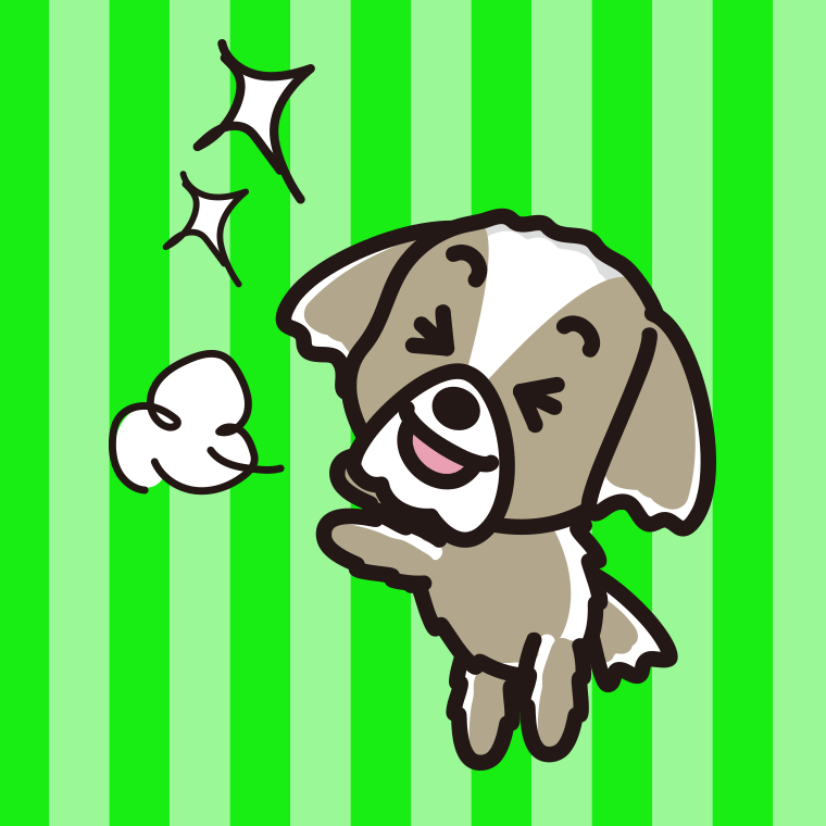 喜ぶシーズーちゃん（犬）のイラスト【色、背景あり】PNG