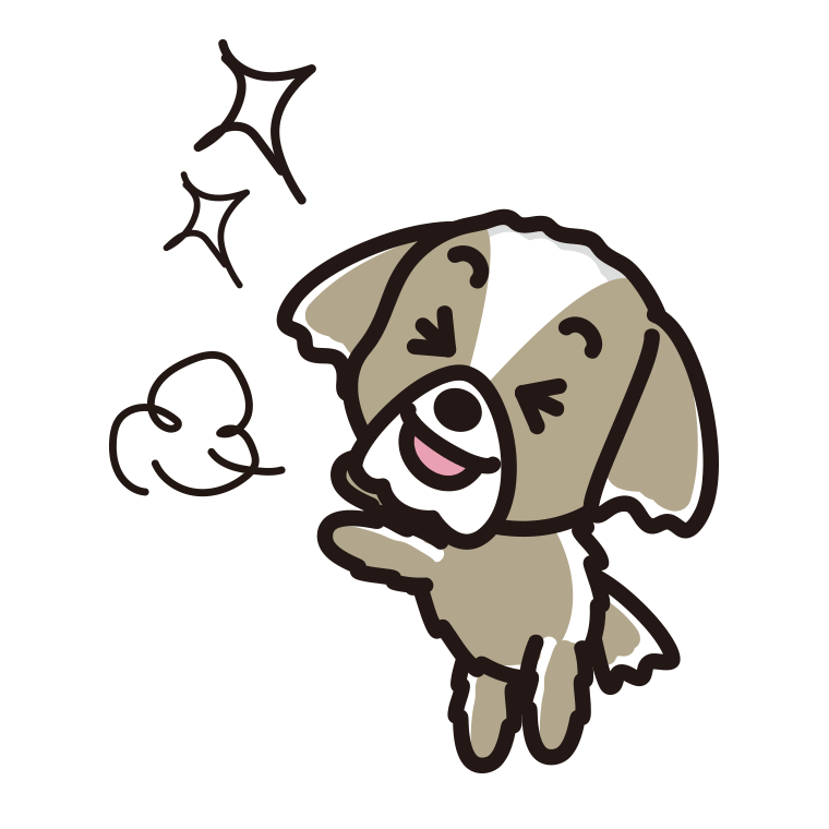 喜ぶシーズーちゃん（犬）のイラスト【色あり、背景なし】透過PNG