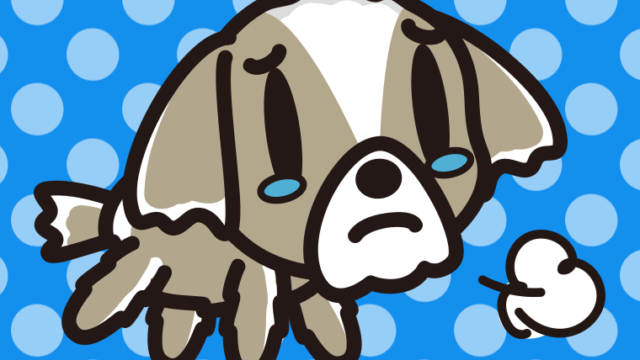 泣くシーズーちゃん（犬）のイラスト【色、背景あり】PNG