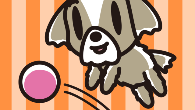 ボールを追うシーズーちゃん（犬）のイラスト【色、背景あり】PNG