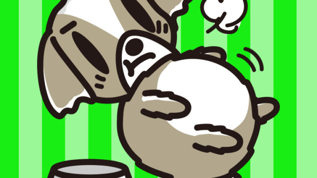 ごはんを食べて満腹なシーズーちゃん（犬）のイラスト【色、背景あり】PNG