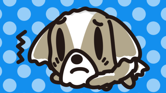 具合が悪いシーズーちゃん（犬）のイラスト【色、背景あり】PNG