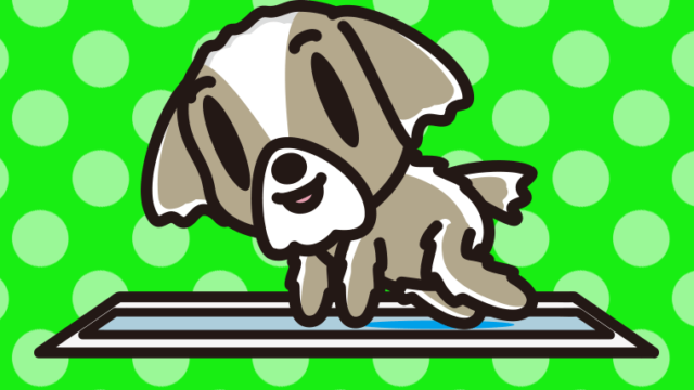 トイレするシーズーちゃん（犬）のイラスト【色あり、背景なし】透過PNG