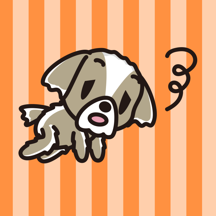 眠そうなシーズーちゃん（犬）のイラスト【色、背景あり】PNG