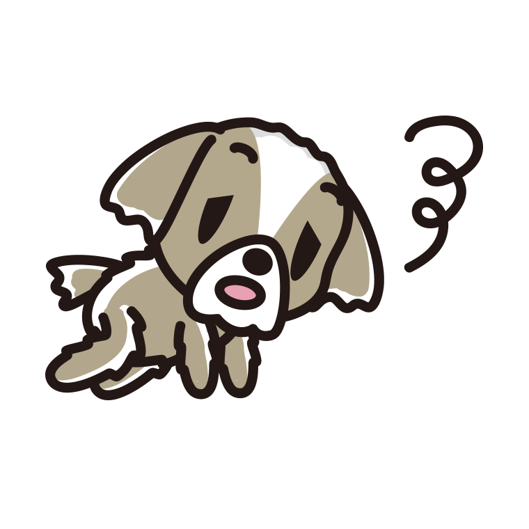 眠そうなシーズーちゃん（犬）のイラスト【色あり、背景なし】透過PNG