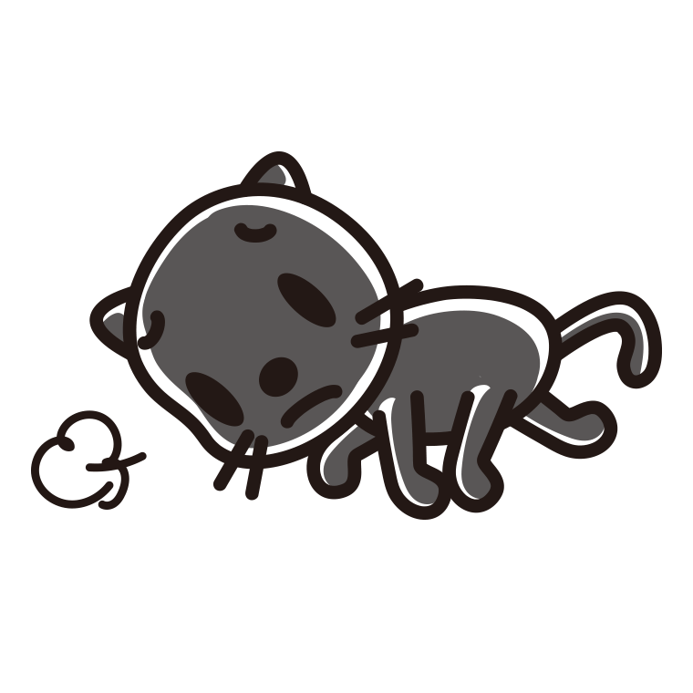 悲しそうな黒猫ちゃんのイラスト【色あり、背景なし】透過PNG