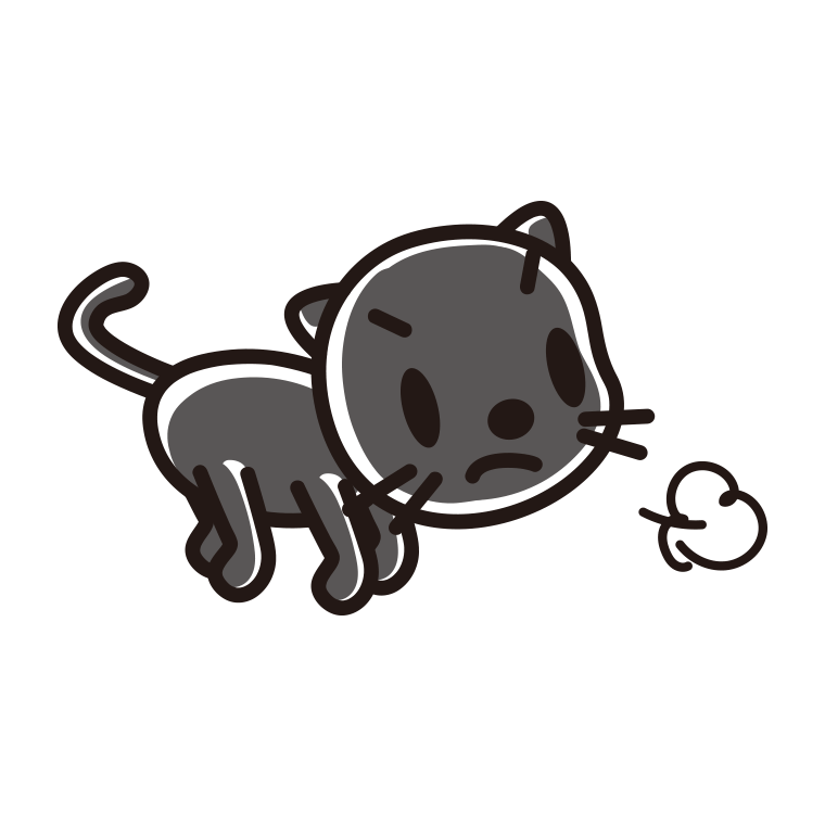 怒る黒猫ちゃんのイラスト【色あり、背景なし】透過PNG