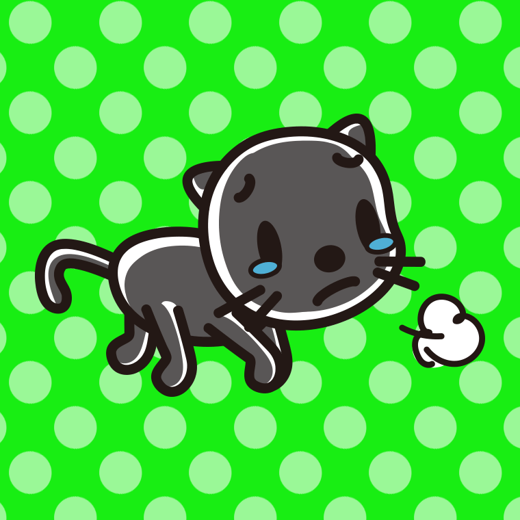 泣く黒猫ちゃんのイラスト【色、背景あり】PNG