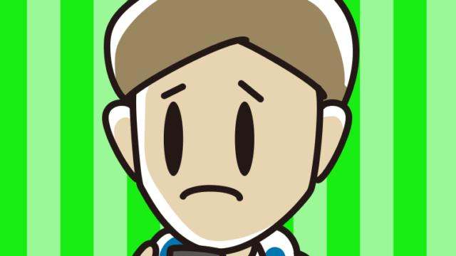 スマホを見て困る男性のイラスト【色、背景あり】PNG