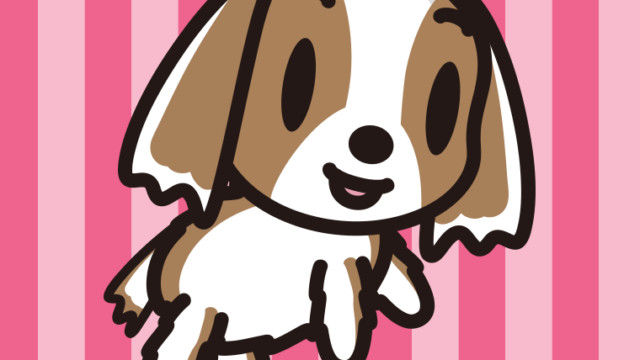 かわいいキャバリアちゃん（犬）のイラスト【色、背景あり】PNG