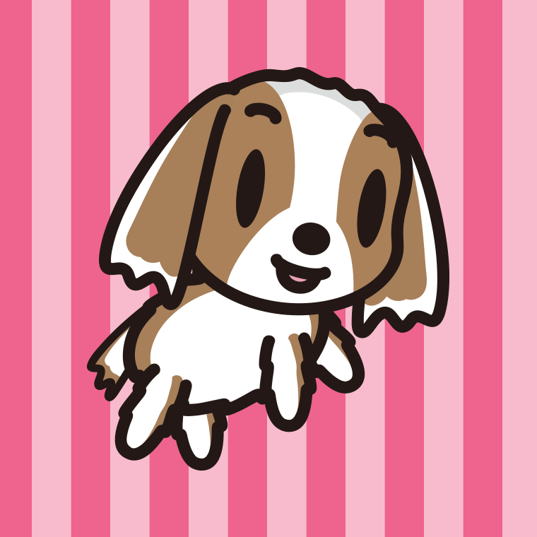かわいいキャバリアちゃん（犬）のイラスト【色、背景あり】PNG