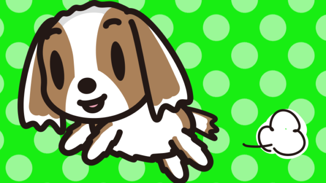 走るキャバリアちゃん（犬）のイラスト【色、背景あり】PNG