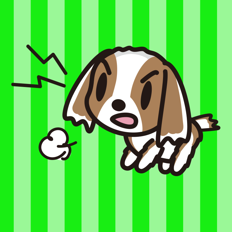 吠えるキャバリアちゃん（犬）のイラスト【色、背景あり】PNG