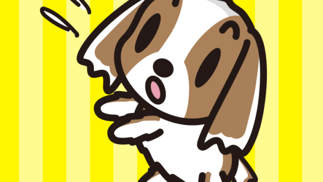 驚くキャバリアちゃん（犬）のイラスト【色、背景あり】PNG