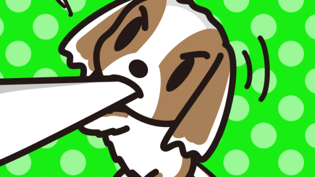 くわえて引っ張るキャバリアちゃん（犬）のイラスト【色、背景あり】PNG