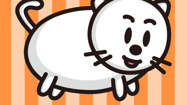 かわいい太ったネコちゃんのイラスト【色、背景あり】PNG