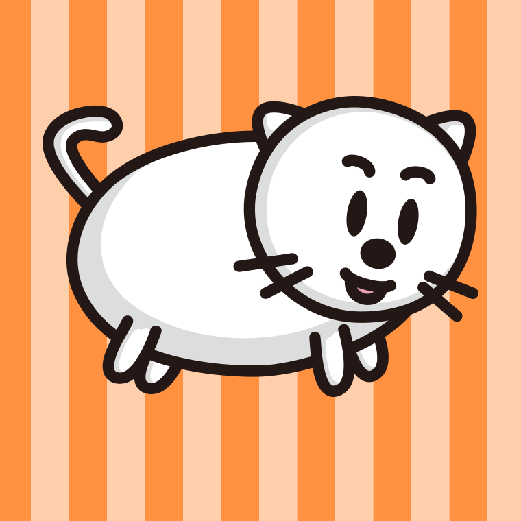 かわいい太ったネコちゃんのイラスト【色、背景あり】PNG