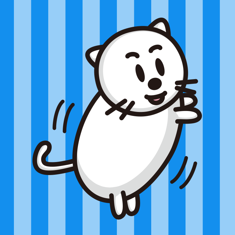 立つ太ったネコちゃんのイラスト【色、背景あり】PNG