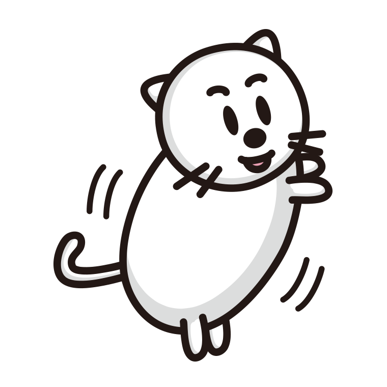 立つ太ったネコちゃんのイラスト【色あり、背景なし】透過PNG