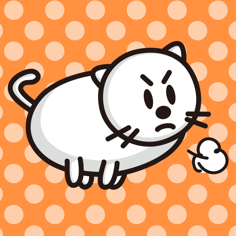 怒る太ったネコちゃんのイラスト【色、背景あり】PNG