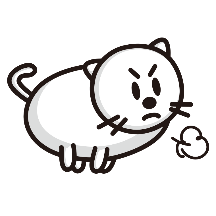 怒る太ったネコちゃんのイラスト【色あり、背景なし】透過PNG