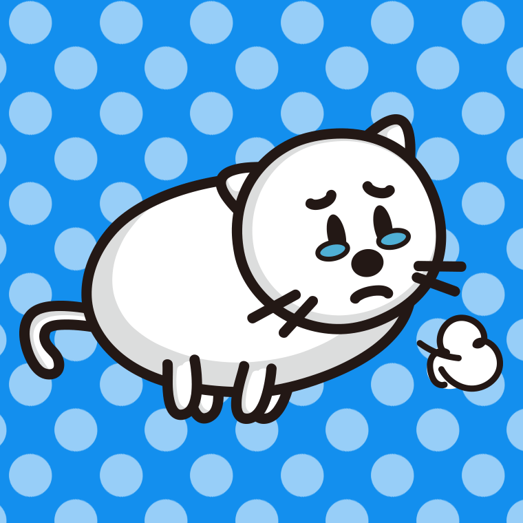 泣く太ったネコちゃんのイラスト【色、背景あり】PNG