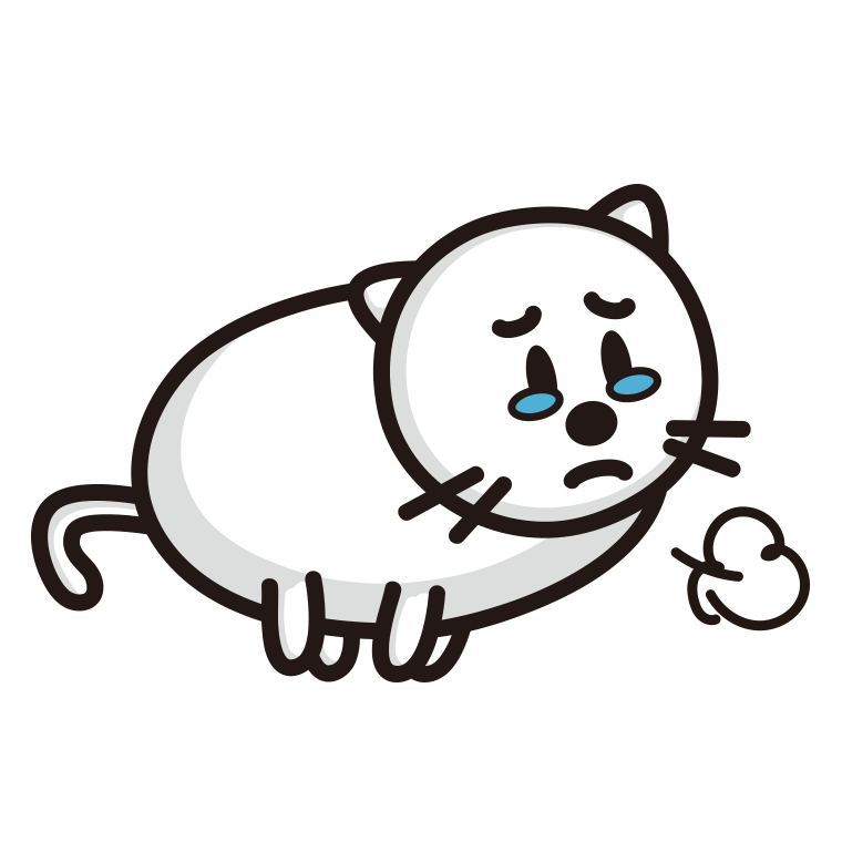 泣く太ったネコちゃんのイラスト【色あり、背景なし】透過PNG