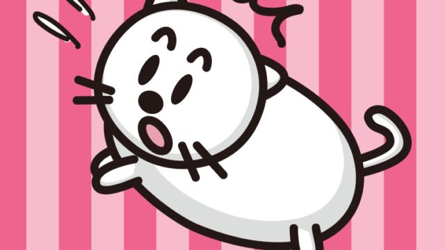 泣く太ったネコちゃんのイラスト【色、背景あり】PNG