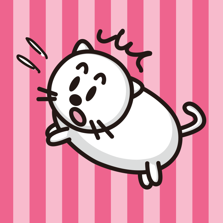 驚く太ったネコちゃんのイラスト【色、背景あり】PNG