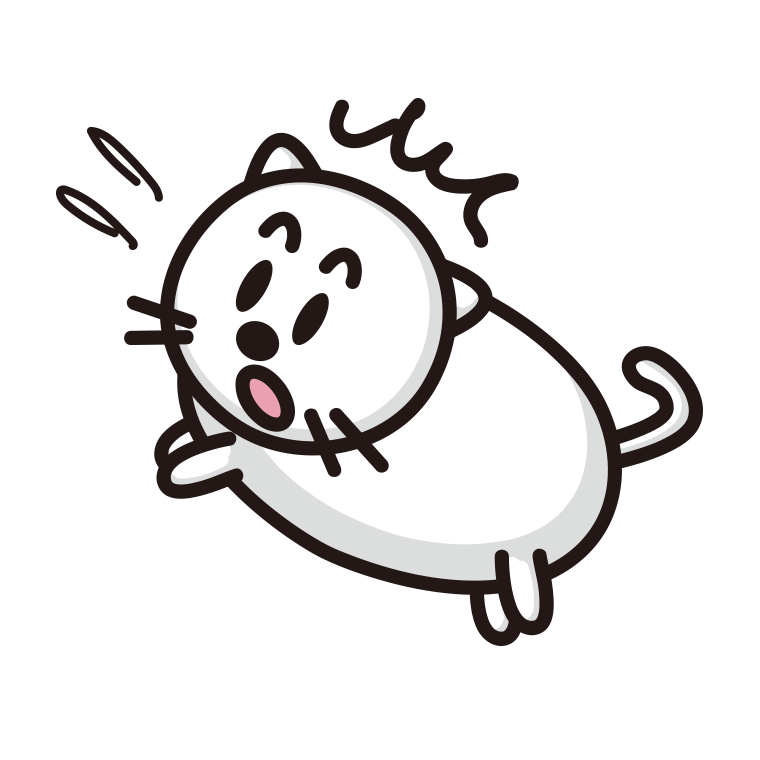 驚く太ったネコちゃんのイラスト【色あり、背景なし】透過PNG