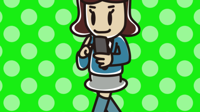 歩きスマホをする女子高校生のイラスト【色、背景あり】PNG