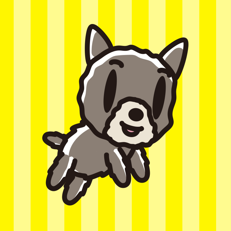 かわいいヨーキーちゃん（犬）のイラスト【色、背景あり】PNG